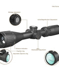Springer Air Rifle Scope 3 To 9X40 AO With Illuminated Mil Dot Reticle, showing adjustments and fast focus eyebell