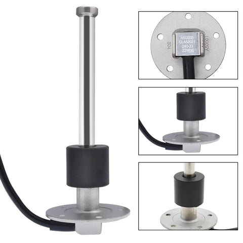 Fuel Sending Unit With Boat Gauge Kit 10 Inch Sender And Gauge For Cars Boats RVs Industrial Equipment 240 Ohm Empty To 33 Ohm Full Marine Grade Fuel Level Sensor Easy Install Reliable Durable Quick Install For Most Fuel Tanks And Marine Applications., 10-inch 316 stainless steel fuel sender with round flange