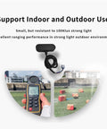 TOFSense M S LiDAR Ranging Sensor Range Finder Module With 3D Field Of View 65 Degrees 8 By 8 Point Array UART And CAN Interfaces Compatible With STM32 APM And Pixhawk Flight Controllers shown in outdoor use, measuring distance with a digital display.