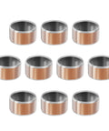 Front view: Ten bronze sleeve bearings, 8mm bore, 10mm OD, 5mm length, oil-free self-lubricating bushings