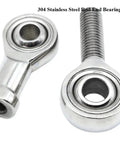 Heavy Duty 304 Stainless Steel Rod End Bearing Featuring Smooth Self Aligning Motion And Rock Solid Load Capacity Built Like A Tank For Gritty Shop Floors And Routine Garage Fixes, showcasing threaded design.
