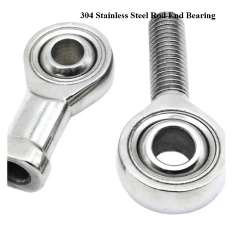 Heavy Duty 304 Stainless Steel Rod End Bearing Featuring Smooth Self Aligning Motion And Rock Solid Load Capacity Built Like A Tank For Gritty Shop Floors And Routine Garage Fixes, showcasing threaded design.