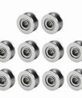 Ten pack of Double Sealed Carbon Steel V Groove Bearing And Pulley Wheel 4X13X6MM for smooth sliding motion.