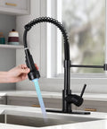 Pull Down Kitchen Faucet With LED Light And Sprayer Single Handle 1 Or 3 Hole Install Deck Plate Included Farmhouse Style Sink Tap
