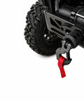 Recovery Five Sixteenth Inch Clevis Slip Hook With Safety Latch Heavy Duty Forged Steel Towing Winch Hook on ATV bumper close-up