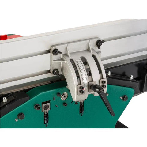 12 Inch Combo Planer Jointer With Helical Cutterhead 1.5 Hp Motor control panel, detailed adjustment settings for fine woodworking.