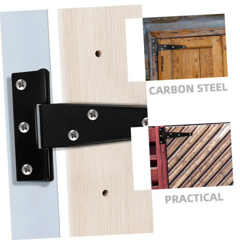 Eight Piece 5 Inch Black Galvanized T Shaped Door Hinges For Wood Cabinets And Small Interior Doors Weld On Triangle Hinge