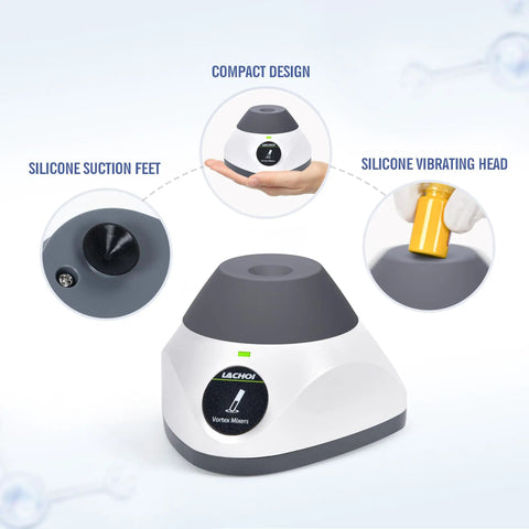 Mini Vortex Mixer 3500 RPM Touch Start No-Wobble Silicone Base 4.5 mm Orbit Compact Design and Features