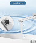 3-Function Wall Mount Shower System With Mixer, Tub Spout, Luxury Chrome Bath Fixtures, Water Flowing into Bathtub