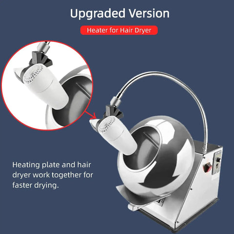 Small Commercial Sugar Coating Machine And Chocolate Coater For Candy Polishing Sugar Ball Drying With Adjustable Speed No Fuss Operation Reliable Pro Build with hair dryer upgrade.