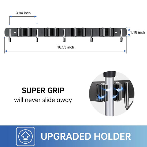2 Pack Broom Holder Wall Mount With 4 Racks And 5 Hooks Mop Organizer Beefy Stainless Steel Heavy Duty