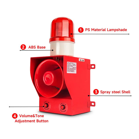 Hella Loud Industrial Alarm Siren With Adjustable Volume And 12 Custom Horn Tones For Factories Easy Wall Mount Ac 110V Power Built Tough For Emergency Alerts That Cut Through Background Noise