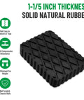 Racewill solid rubber auto lift pad, angled view; black anti-skid block, 6-1/3 x 4-3/4 x 1 in.