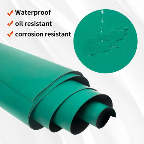 Side view of LOGIJOY ESD soldering mat roll, 23.7 x 118 in, green rubber, anti-static desk mat for electronics repair