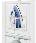 Over The Door And Wall Mount Ironing Board Hanger White Laundry Room Organizer with iron on door