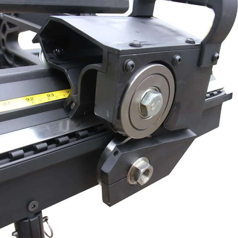 Close-up of roller knife component on Siding Brake 10.5ft 24 Gauge Sheet Metal Bender with adjustable angles.