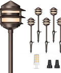 Pagoda Low Voltage Landscape Path Lights 12V Outdoor LED Bronze Three Tier Lanterns Replaceable 4W 2700K G4 Bulb Aluminum Walkway Lighting Six Pack