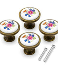 Vintage Floral Ceramic Cabinet Knobs And Drawer Pulls Featuring Dual Mounting Screws For A Super Easy Kitchen Cupboard Or Dresser Hardware Swap That Brings Chill Vibes, white ceramic knobs with floral designs.