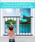 Black Window Safety Guards For Home, Extra Wide No Drill Tension Gate For Kids And Pets, 2 piece set installed on window