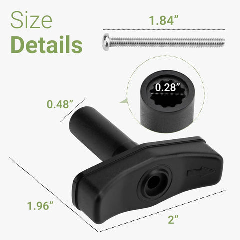 Manual Lift Knob Kit K1140-09 RV Vent Handle Replacement For Fantastic Fan and Atwood with size details and measurements shown