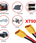 XT90 High Current Power Connector Cable, Male to Male 10AWG Extension for RC Battery Quadcopter Multirotor, Solar Panel Use