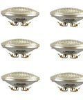 Six LED PAR36 9W Bulbs 12V 10-30V AC DC Waterproof 850-950lm 3000K Warm White, IP65 for outdoor use in landscape lighting kits
