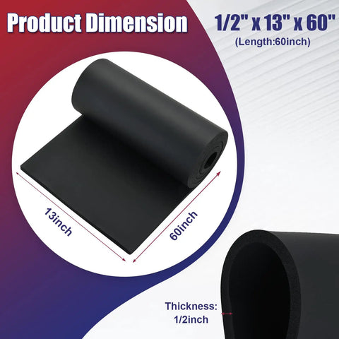 Beefy Closed Cell Neoprene Foam Sheet Roll For Soundproofing And Thermal Insulation Waterproof Shock Absorbing Rubber Padding dimensions 1/2" thick, 13" wide, 60" long