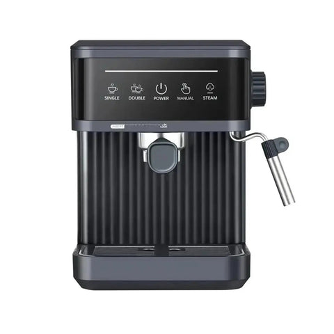 Kickstart Your Daily Hype With This Top Shelf Italian Espresso Coffee Maker featuring steam wand and control panel for easy operation.