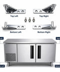 84mm Refrigerator Door Hinge Zinc Chrome with 8mm Pin for French doors, four-position adjustable installation diagram
