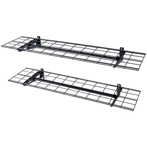 Heavy Duty Wall Mounted Garage Shelving 2 Pack Black Steel Floating Storage Racks For Workspaces Sheds And Garages Tough As Nails 400 Lb Capacity Real Deal Tool Organizer