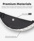 2 Piece Bling Crystal Drawer Pulls Flat Cup Handles Zinc Alloy With Rhinestones For Cabinets Close-up of Materials