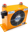 Beefed-Up Hydraulic Air Cooler And Oil Radiator For Efficient Oil Cooling with visible fan, metal casing, and electrical connectors