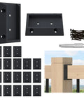 All In One Deck Railing Brackets Kit For 2x4 Wood Posts 1.5 In By 3.5 In Rails Includes 20 Brackets And 124 Screws Handrail Fence Cable Railing Stairs WT11 parts and installation view