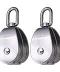 2 Pack M50 Lifting Double Pulley Block Made From 304 Stainless Steel With Swivel Hook Roller Heavy Duty Rigging Gear, 880 Lb Capacity