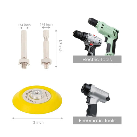 All In One Headlight Restoration Kit With 57 Pcs Polishing And Sanding Set, showing two mandrels, electric tool, pneumatic tool