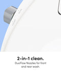 Smooth Non Electric Bidet Toilet Seat Elongated Design With Bamboo Knob control dial for adjustable front and rear wash functions.