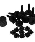 Eight Piece Adjustable Threaded Furniture Leveling Feet Set With Carbon Steel And Nylon Legs Black Finish Easy Install Heavy Duty Load Capacity