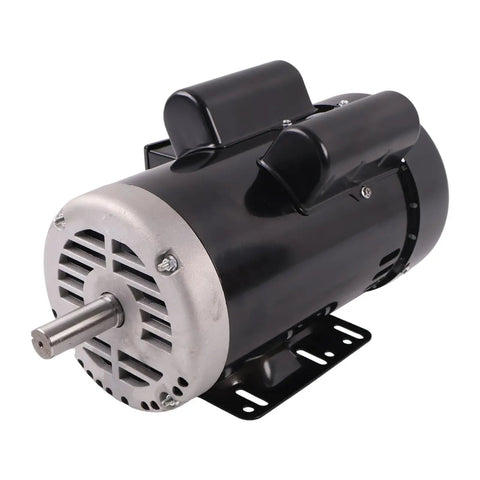 Beefy 5HP 230V Single Phase Electric Motor 3450 RPM 145T Frame Replacement for Industrial Equipment, black housing, metal finish
