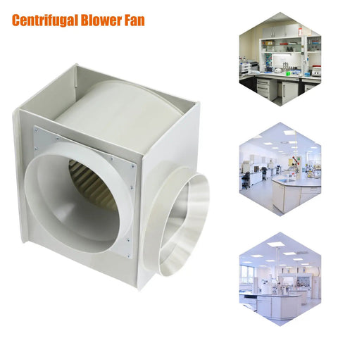 Rock Solid Centrifugal Blower With Kickin 2300 Cubic Meter Hour Airflow 300 Watt Motor And 3 Speed Adjustable Ventilation Fan For Lab Smoke And Fume Extraction Heavy Duty Pp Build, showing heavy-duty pp casing and fan design.