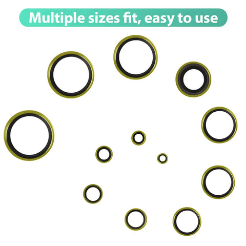 378 Piece NBR Metal Bonded Sealing Washer Kit With 12 Sizes M6 Through M30 for automotive self centered seal gasket repair set