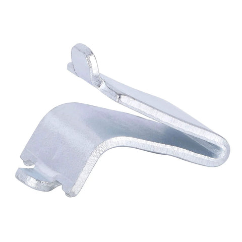 Adjustable Steel Pilaster Shelf Support Clip, zinc finish, side view, part of Set of 14 with three quarter inch depth and five eighth inch width.