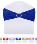 Royal Blue Spandex Chair Sashes Set Of 30 With Buckle Slider Universal Elastic Bands For Wedding Banquets And Party Decor on chair