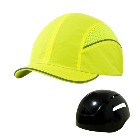 Baseball Style Safety Cap For Worksite Lightweight Bump Hat With Removable ABS Shell, shown with ABS shell detached