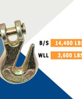 1/4 Inch Forged Clevis Grab Hook Grade 70 Set That Delivers 14,400 Lbs Breaking Strength Beefy Built Chain Hooks