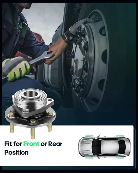 Mechanic working on tire with 2pc Front Wheel Hub Bearing Kit for Buick Cascada Verano Cadillac ATS ELR Chevy using wrench