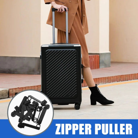Explosion Proof Nylon Zipper Pull For Luggage Replacement Black 2.36 Inch Quick Release Zipper Head displayed with suitcase