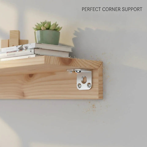 Stainless Steel Right Angle Corner Bracket For Bed Frames And Cabinets, securing wooden shelf to wall, silver finish, 1 piece