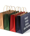 Go-To Custom Kraft Paper Bags With Handles, 100 Pack, 12.6 Inches By 4.3 Inches By 9.8 Inches, Dual Sided Printing For Names Or Logos