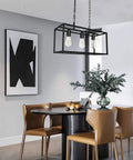 Black Farmhouse Kitchen Island Lighting Modern Linear Chandelier For Dining Room And Living Space Industrial Rectangular Pendant Fixture Dope For Foyer Or Bar 3 Light Black Finish over a dining table