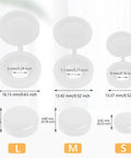 Comparison of three white hinged screw cover caps in sizes L, M, S with 200 Pack White Hinged Screw Cover Caps Made From Durable Plastic description.